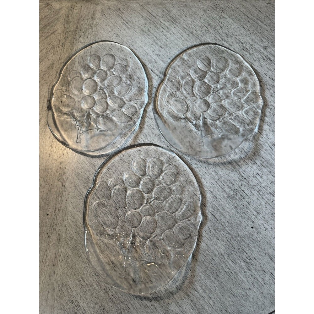 1970s Kosta Boda Kosgrap Glass Serving Plate Ann Wärff Grape Design Sweden Art